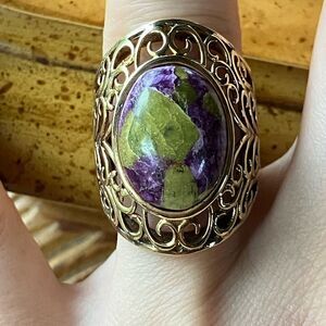 Natural Tasmanian Stichtite Sterling Silver Cocktail Ring Size 7